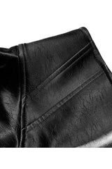 Black Glossy Cortex Waist Seal Square Hem High Waist Women's Gothic Skirt - Product - 9