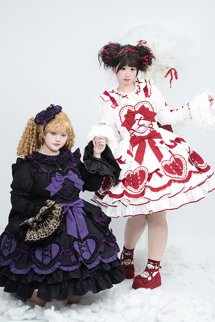 Black/Purple [Frosted Sugar Gift Box] Sleeveless Ruffle Bowknot Gothic Plus Size Princess Lolita Jsk Dress - Product - 5