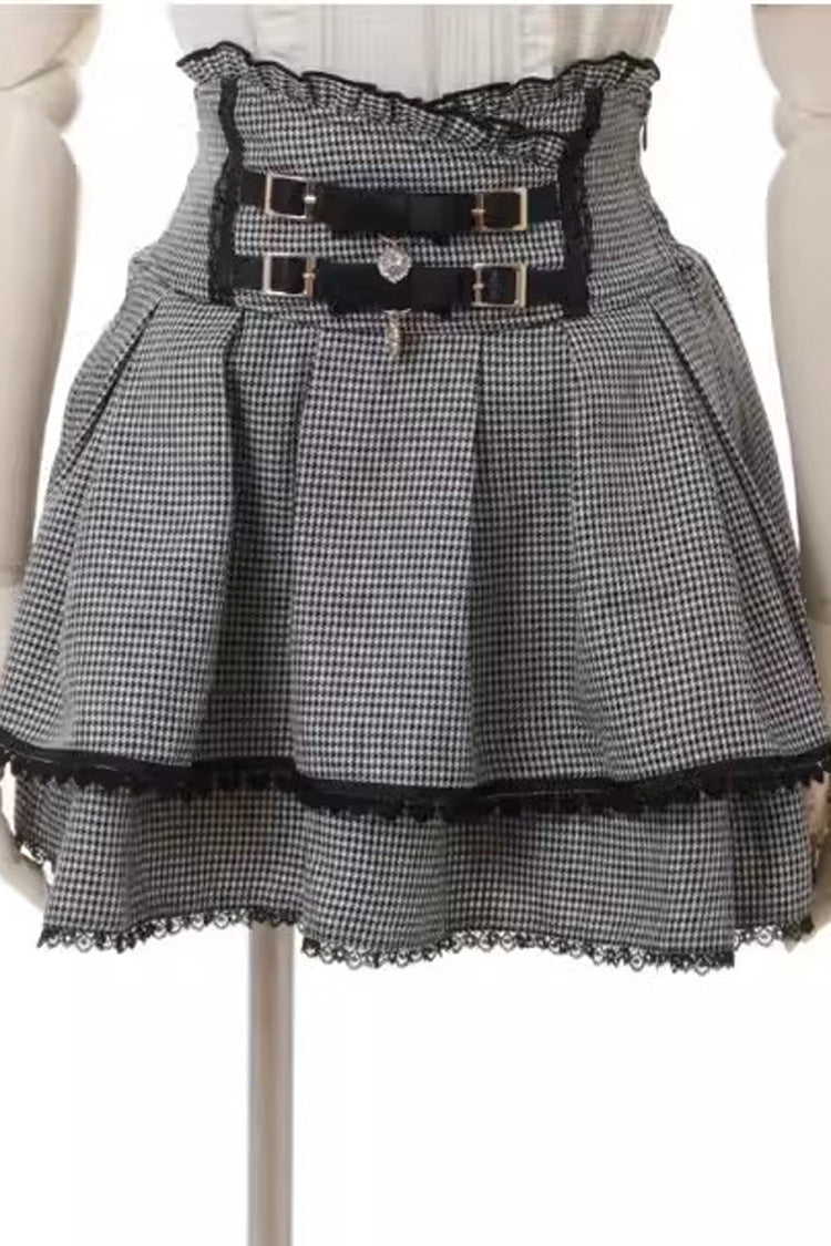 Double Bowknot Ruffle Slim Sweet Jirai Kei Skirt 3 Colors - Grey - 4