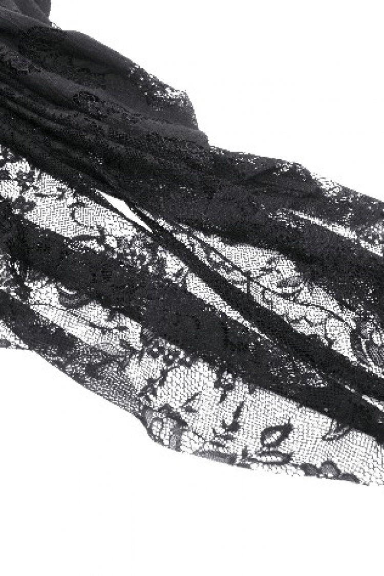 Black Sleeveless Rose Lace Lace-Up Women's Gothic High Low Dovetail Slip Wedding Dress - Product - 17