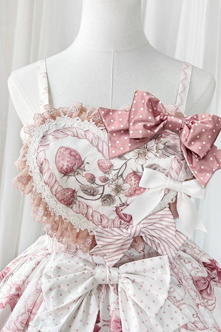 Pink [Cat Dessert House] Print Ruffle Bowknot Sweet Lolita Jsk Dress Set - Product - 8