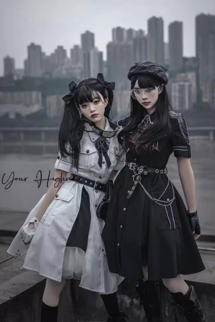 Evil Python 2.0 Short Sleeves Gothic Military Handsome Lolita Dress 3 Colors - Product - 17