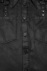 Black Bat Collar Long Sleeves Irregular Men's Punk Blouse - Product - 6