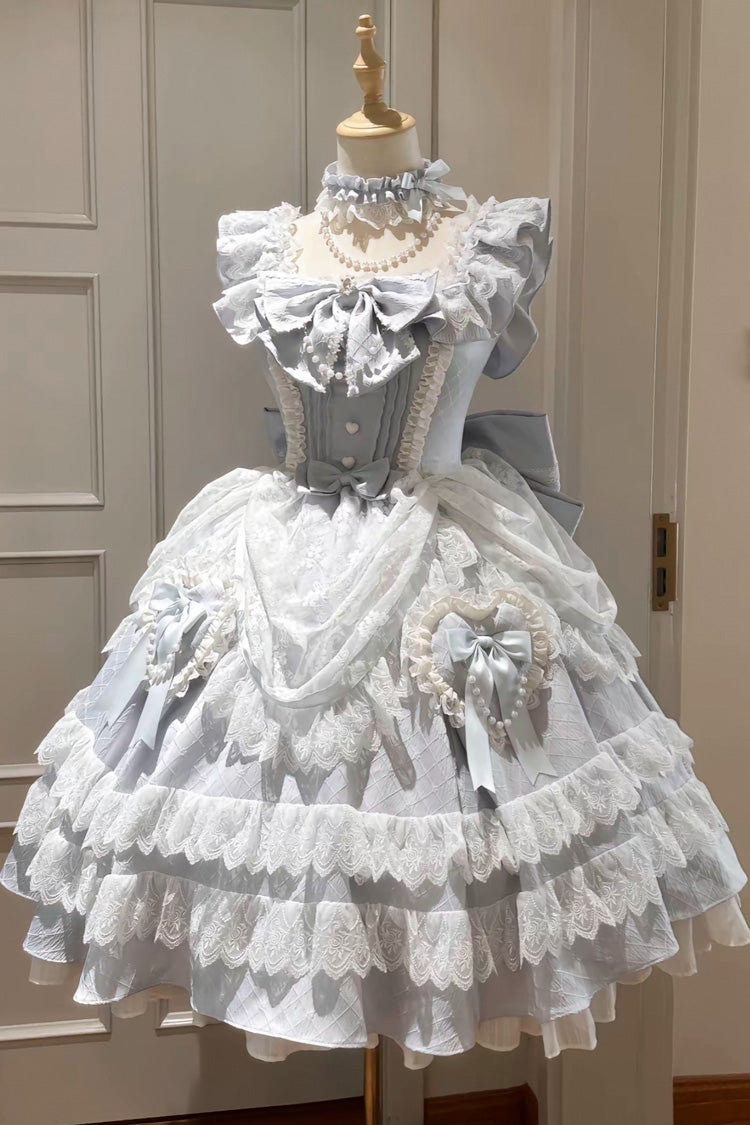ブルー [Fairy Tale Advent] ティアード フリル リボン レース スウィート プリンセス 華やか ロリータ ティアード ワンピース 商品画像
