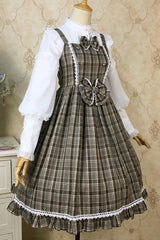 Plaid Print With Fake Collar High Waisted Sweet Lolita JSK Dress - Product - 5