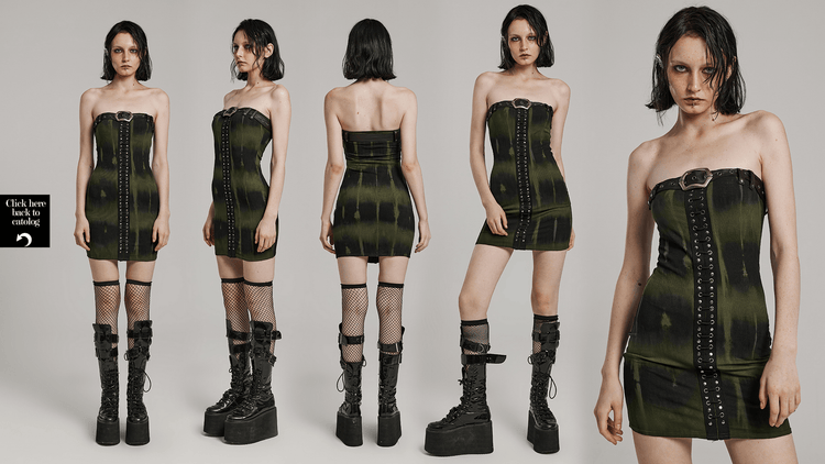 Elastic Rib Fabric Dress with Tie-Dye Print and Drawstring - image 13