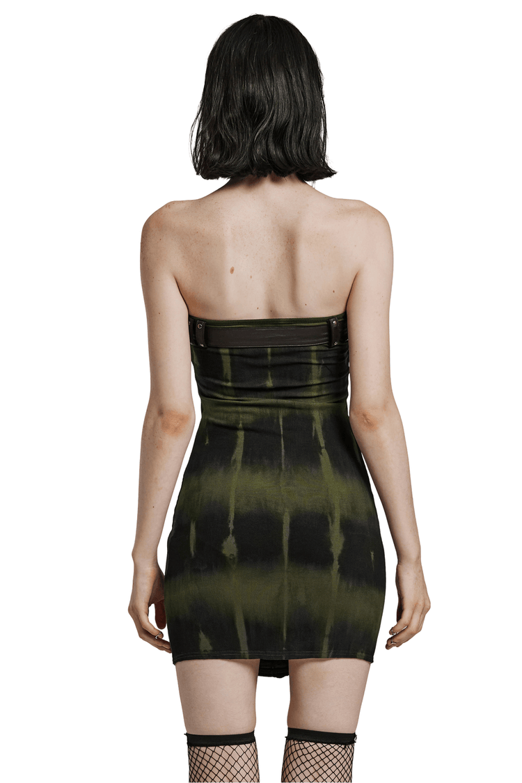 Elastic Rib Fabric Dress with Tie-Dye Print and Drawstring - image 2
