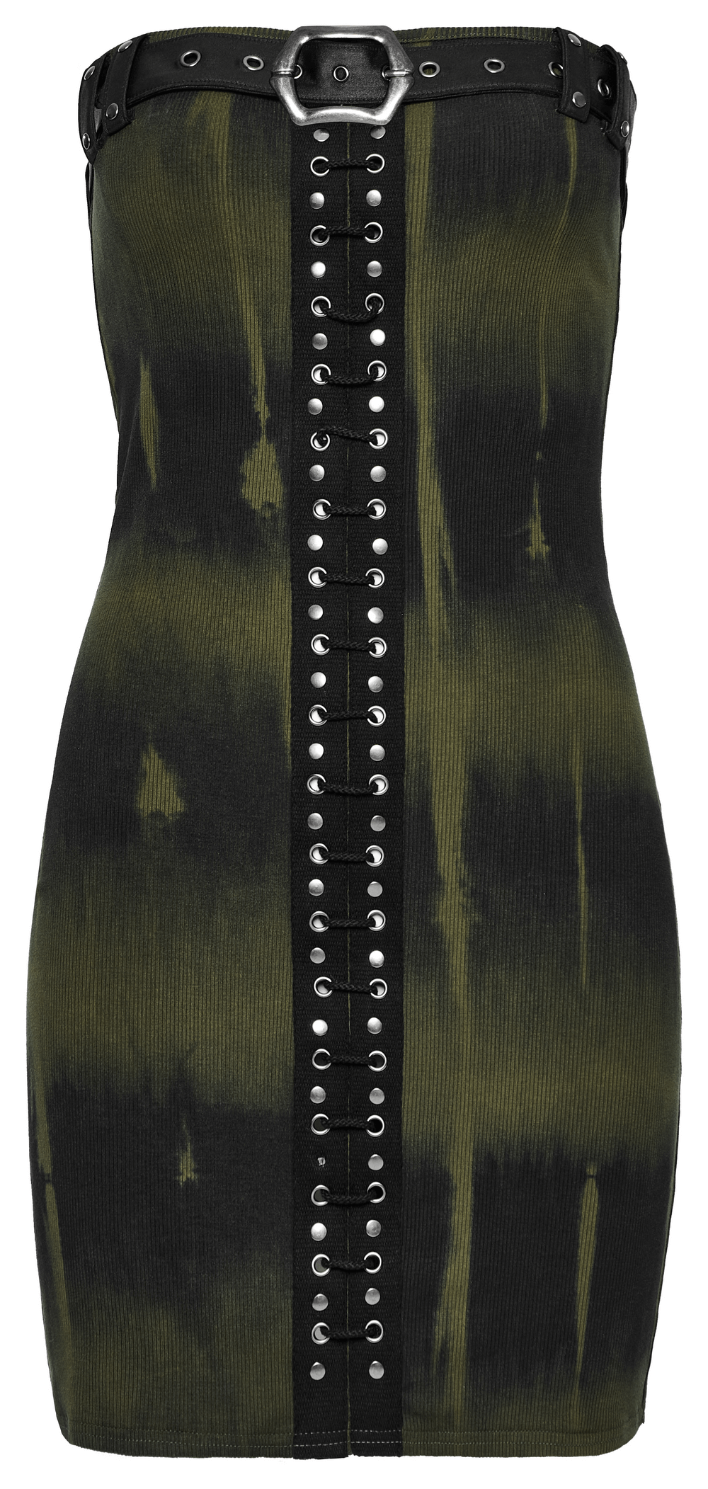 Elastic Rib Fabric Dress with Tie-Dye Print and Drawstring - image 4