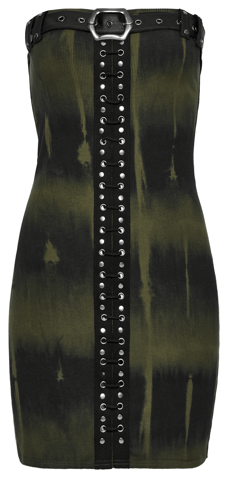 Elastic Rib Fabric Dress with Tie-Dye Print and Drawstring - image 4