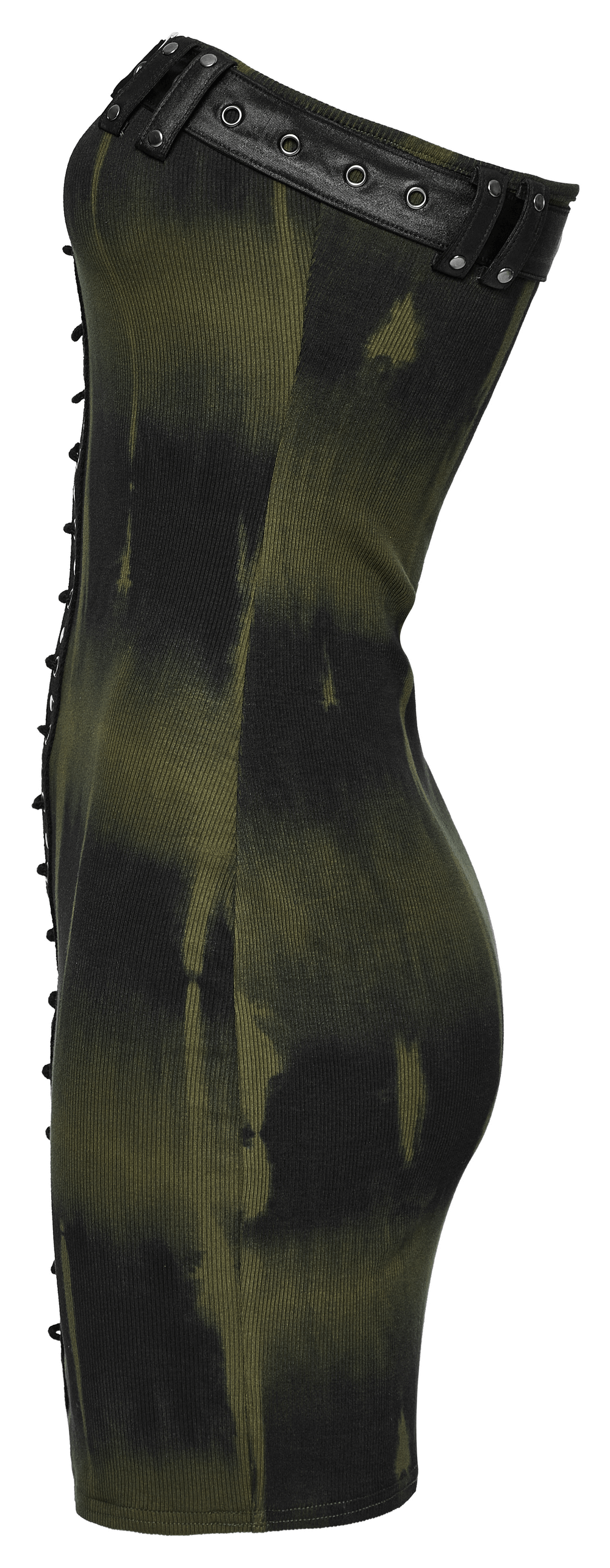 Elastic Rib Fabric Dress with Tie-Dye Print and Drawstring - image 5