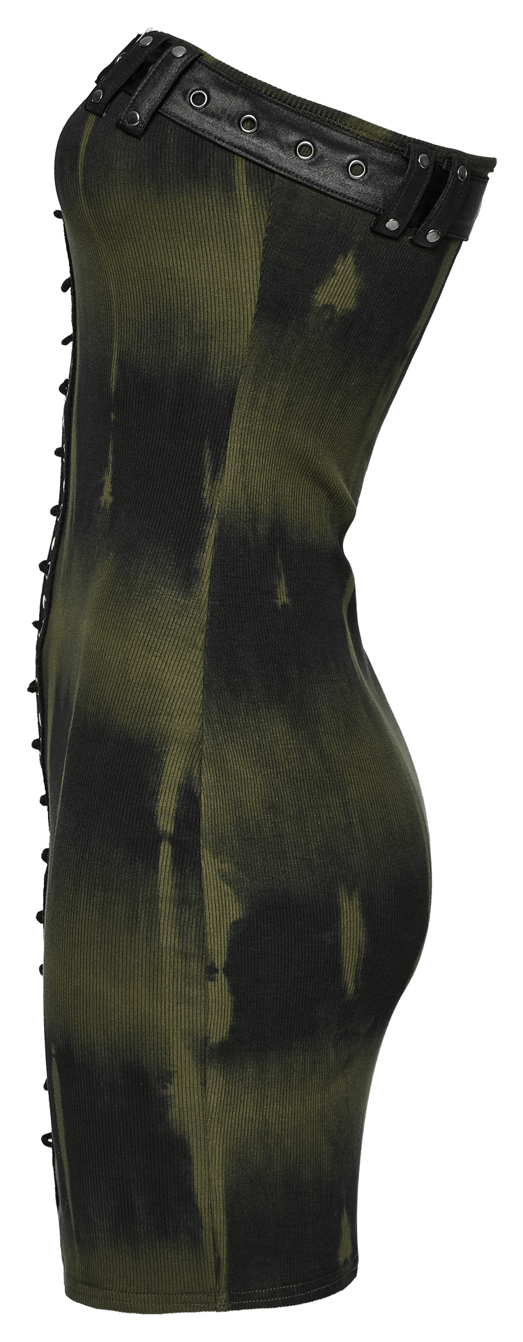 Elastic Rib Fabric Dress with Tie-Dye Print and Drawstring - image 5