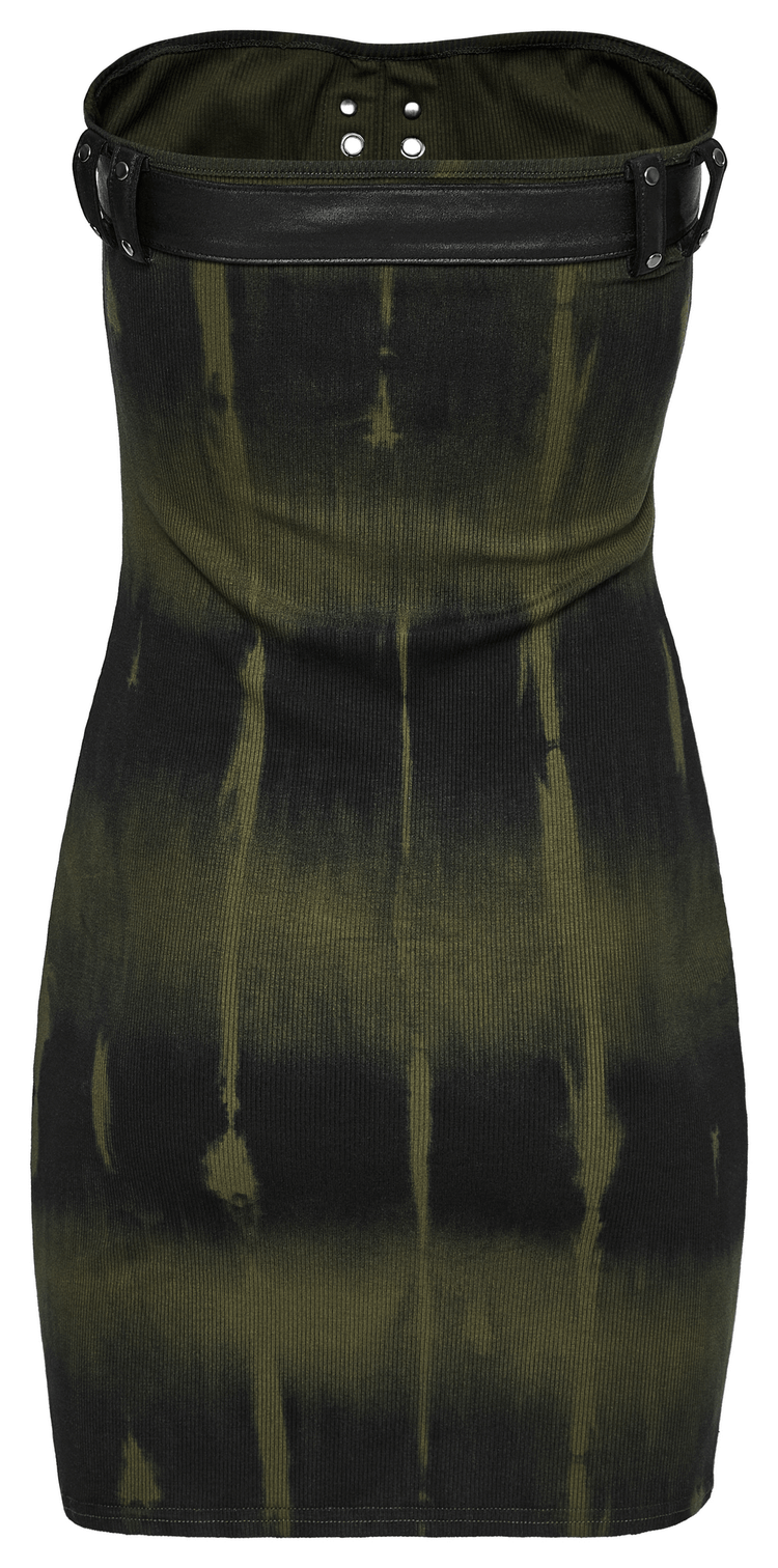 Elastic Rib Fabric Dress with Tie-Dye Print and Drawstring - image 6