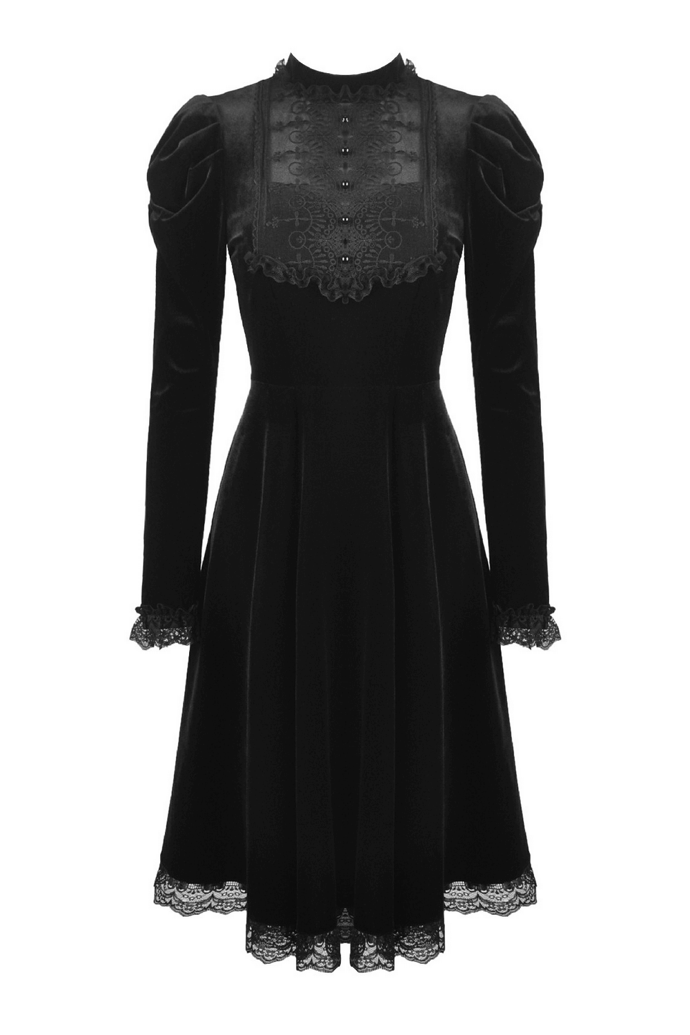 Elegance Gothic Black Lace Velvet Dress for Dark Style - image 4