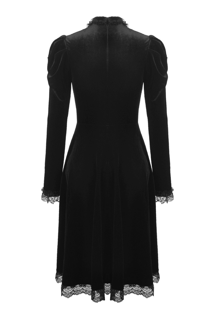 Elegance Gothic Black Lace Velvet Dress for Dark Style - image 5