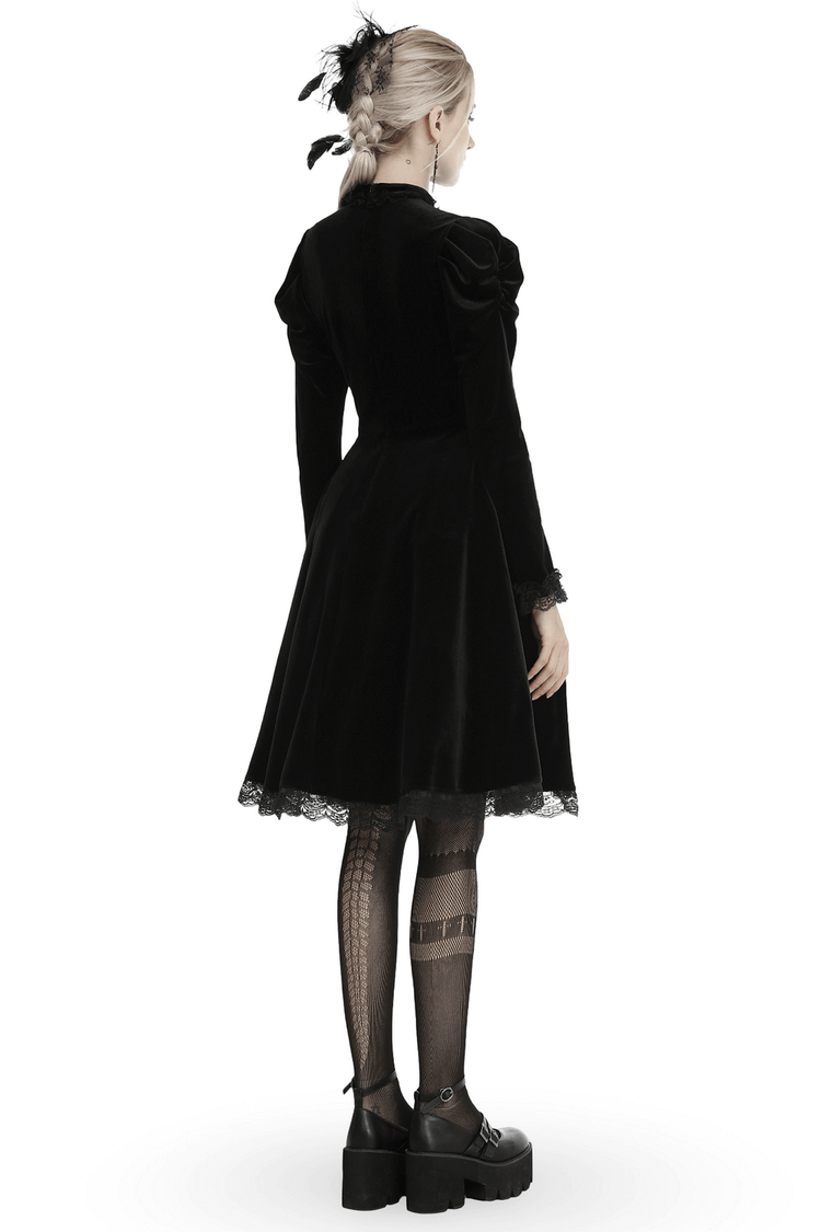 Elegance Gothic Black Lace Velvet Dress for Dark Style - image 2