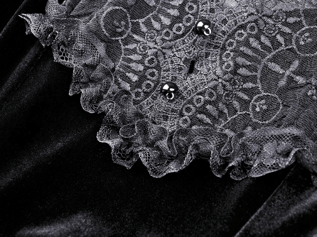 Elegance Gothic Black Lace Velvet Dress for Dark Style - image 7