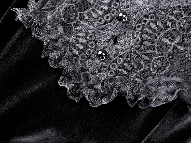 Elegance Gothic Black Lace Velvet Dress for Dark Style - image 7