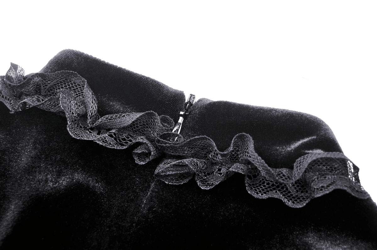 Elegance Gothic Black Lace Velvet Dress for Dark Style - image 11