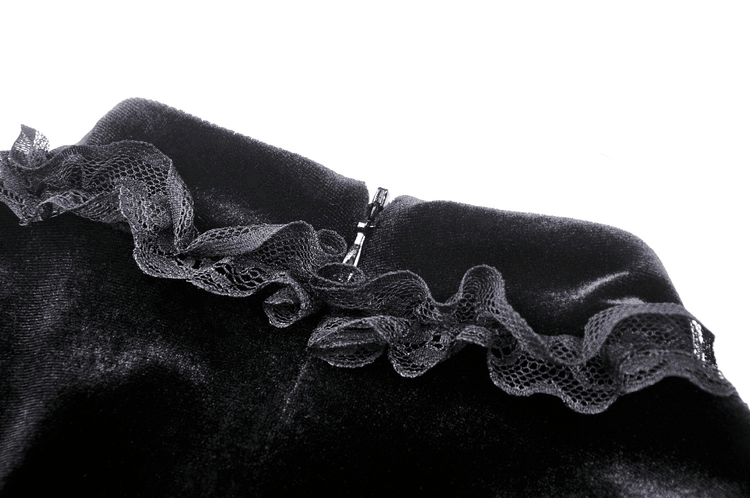 Elegance Gothic Black Lace Velvet Dress for Dark Style - image 11