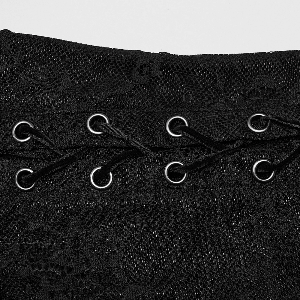 Elegant Black Gothic Lace Dress with Knitted Fabric - image 7