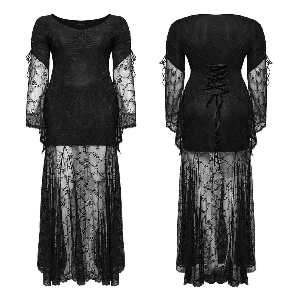 Elegant Black Gothic Lace Dress with Knitted Fabric - image 3