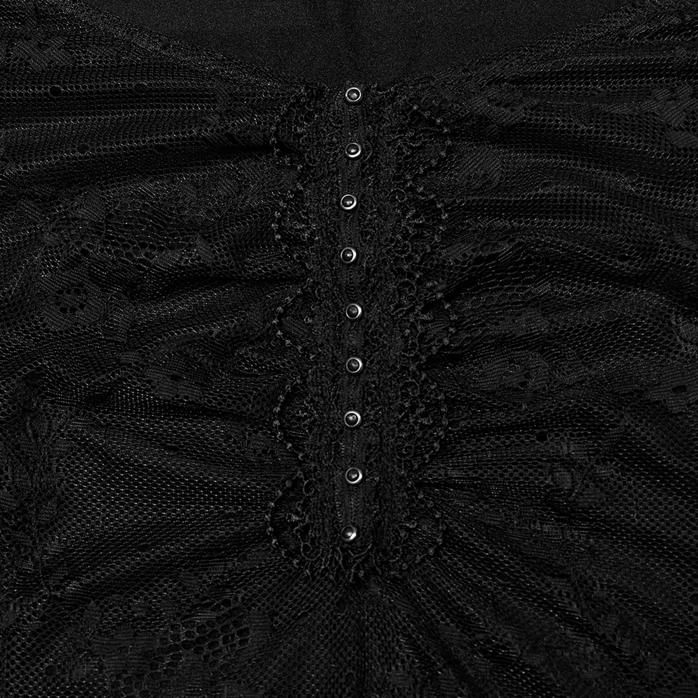 Elegant Black Gothic Lace Dress with Knitted Fabric - image 8