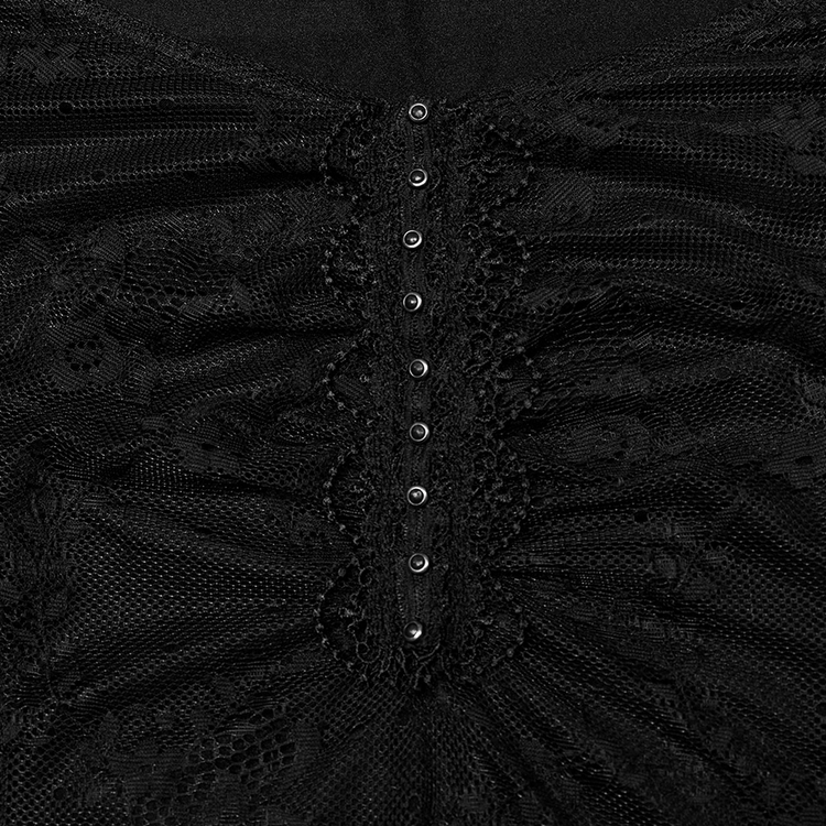 Elegant Black Gothic Lace Dress with Knitted Fabric - image 8