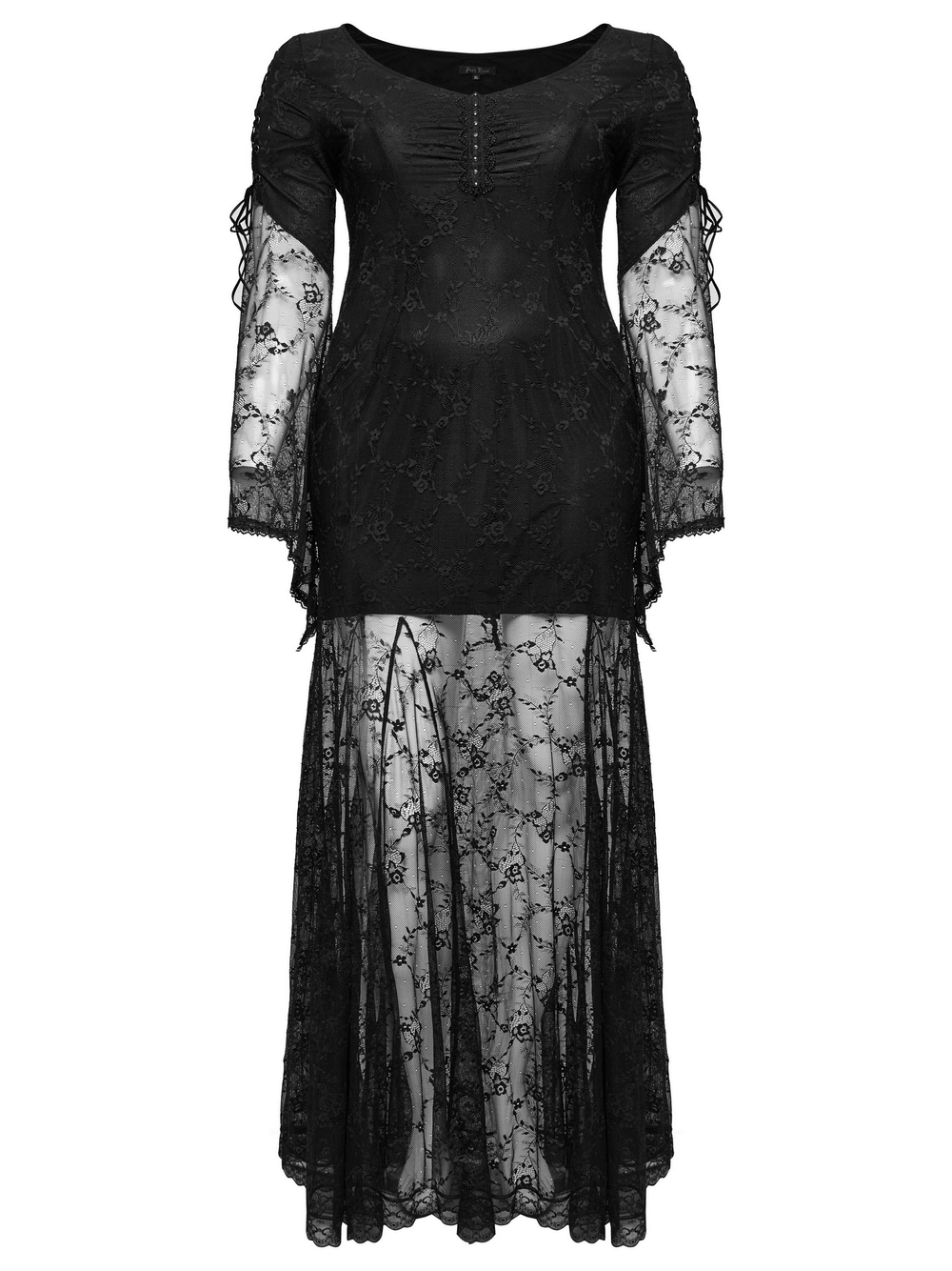 Elegant Black Gothic Lace Dress with Knitted Fabric - image 4