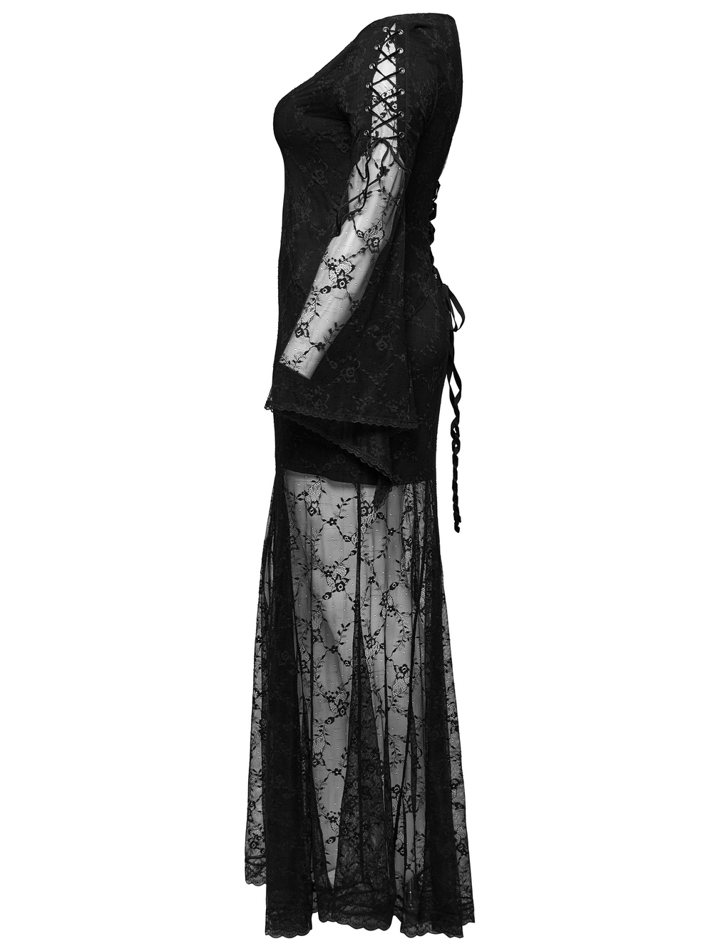 Elegant Black Gothic Lace Dress with Knitted Fabric - image 5