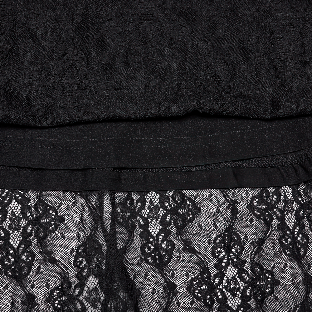 Elegant Black Gothic Lace High Low Hollow Ruffle Dress - image 9