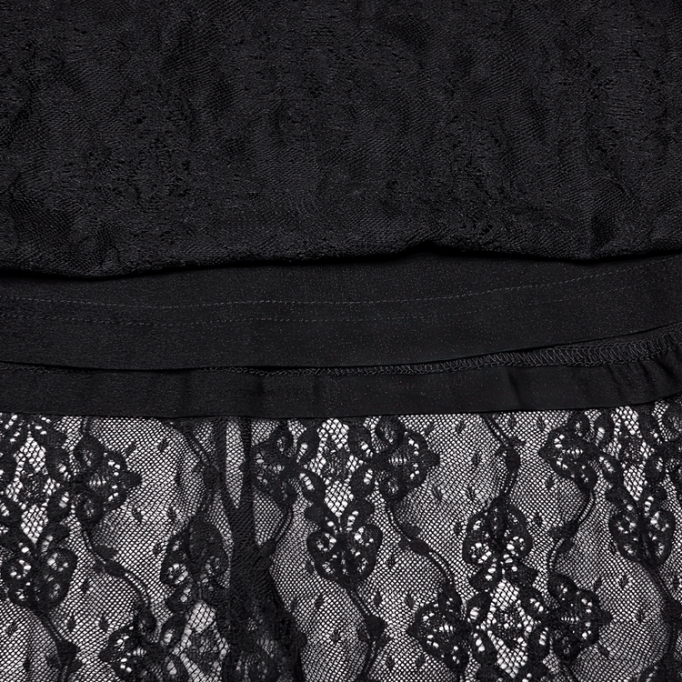 Elegant Black Gothic Lace High Low Hollow Ruffle Dress - image 9