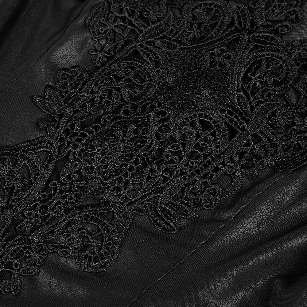 Elegant Black Gothic Mesh Lace High Slit Witch Dress - image 8