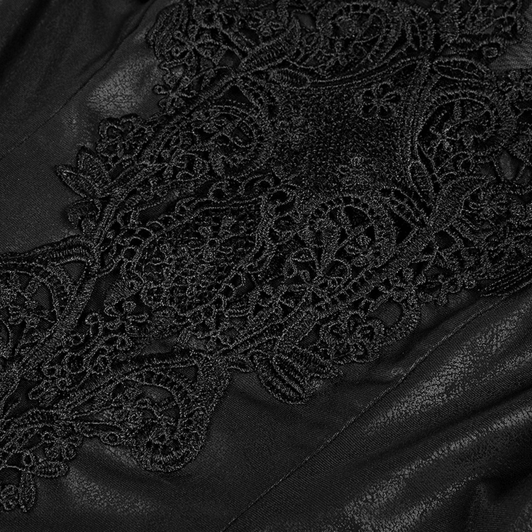 Elegant Black Gothic Mesh Lace High Slit Witch Dress - image 8