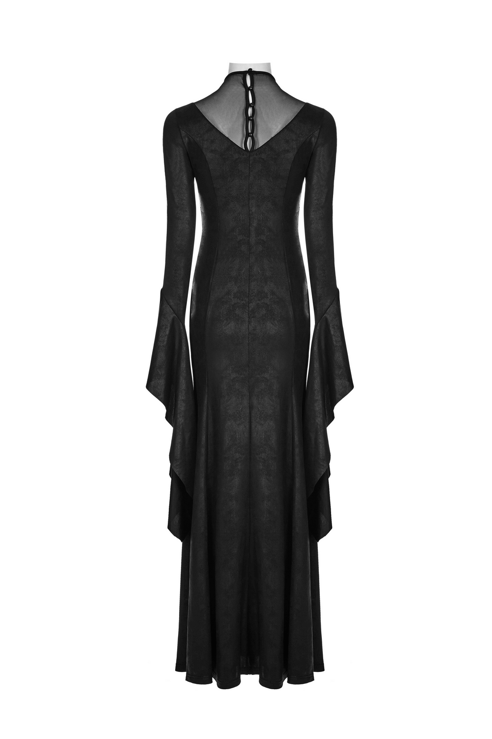 Elegant Black Gothic Mesh Lace High Slit Witch Dress - image 6