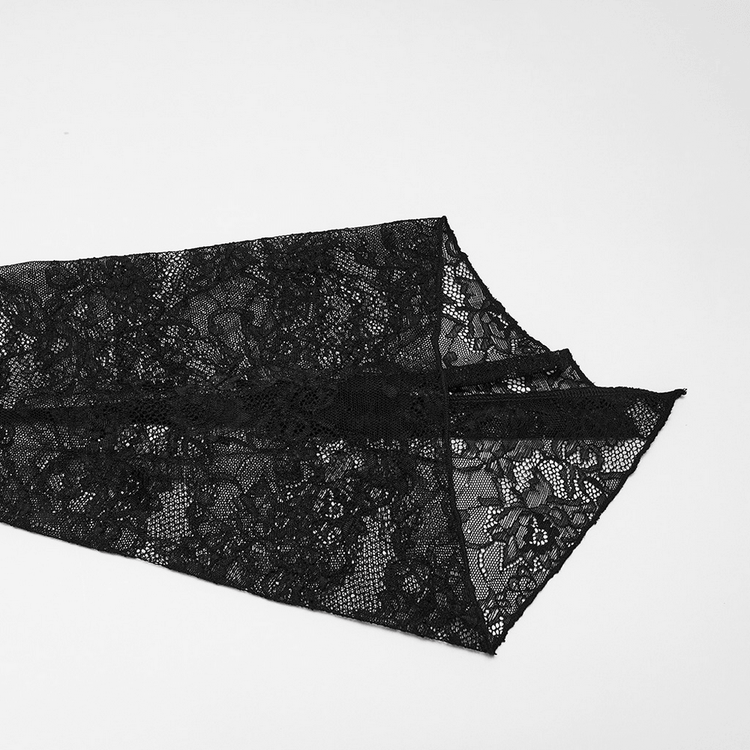 Elegant Black Gothic Velvet High-Low Dress with Lace Sleeves - image 7