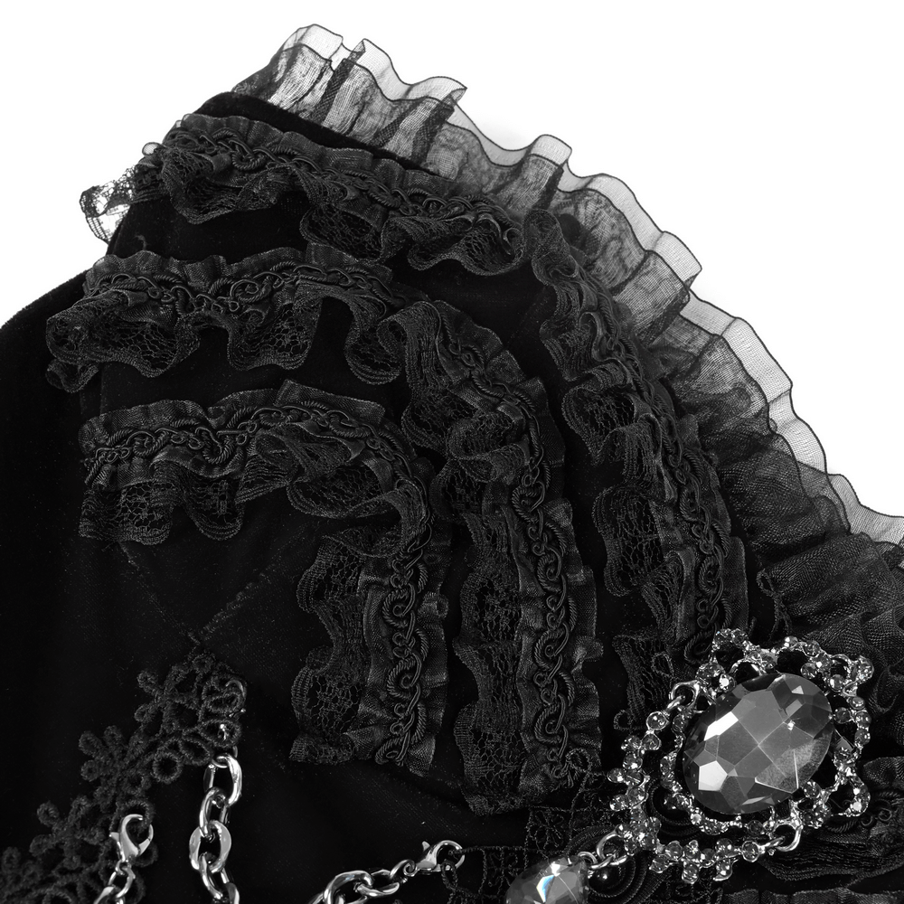 Elegant Black Lace Evening Dress with Beads and Chains - image 7