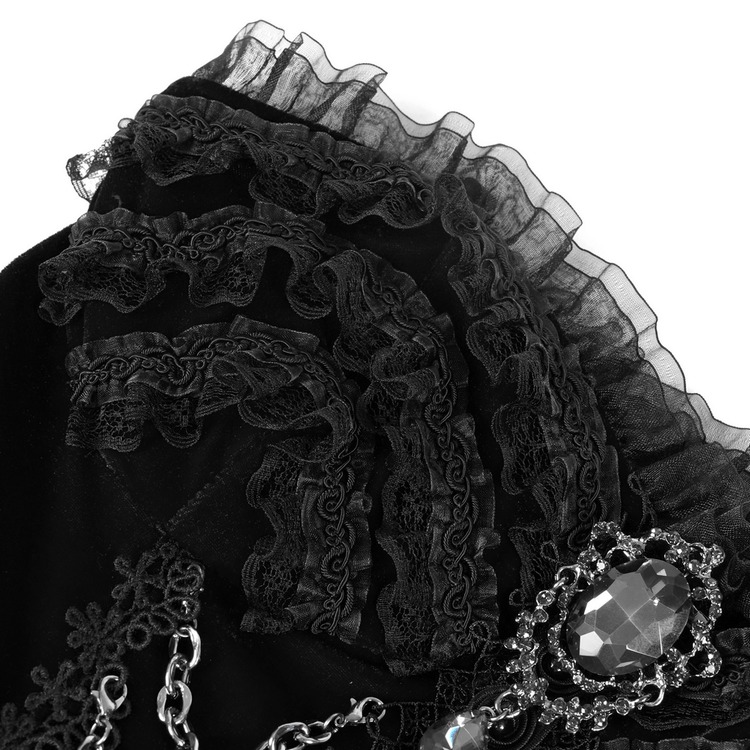 Elegant Black Lace Evening Dress with Beads and Chains - image 7