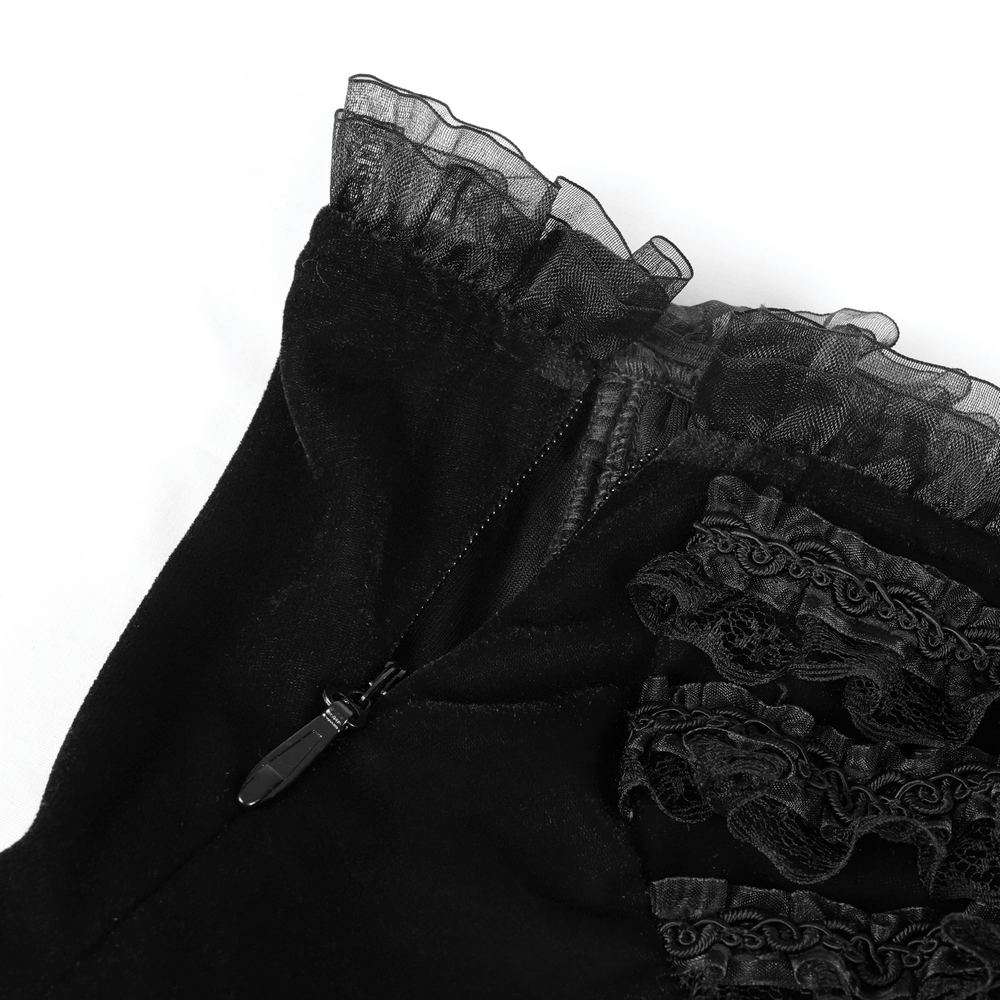 Elegant Black Lace Evening Dress with Beads and Chains - image 8