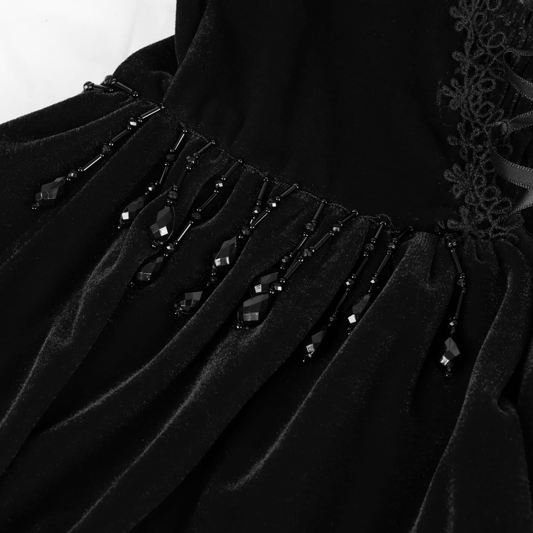 Elegant Black Lace Evening Dress with Beads and Chains - image 10