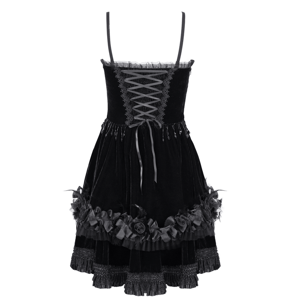 Elegant Black Lace Evening Dress with Beads and Chains - image 5