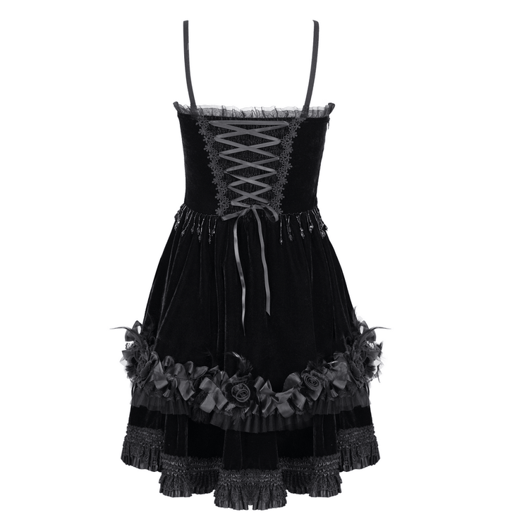 Elegant Black Lace Evening Dress with Beads and Chains - image 5