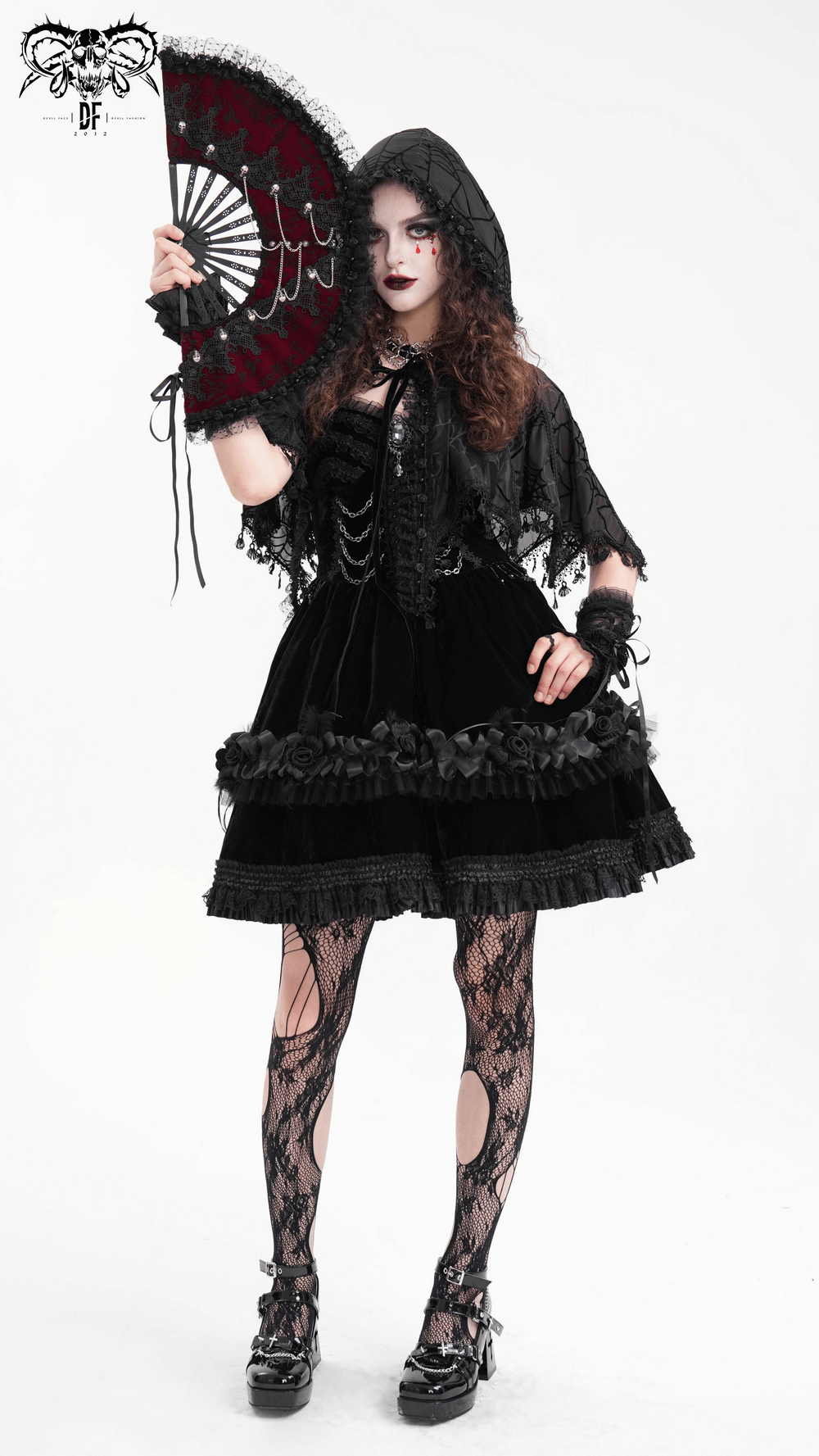 Elegant Black Lace Evening Dress with Beads and Chains - image 16
