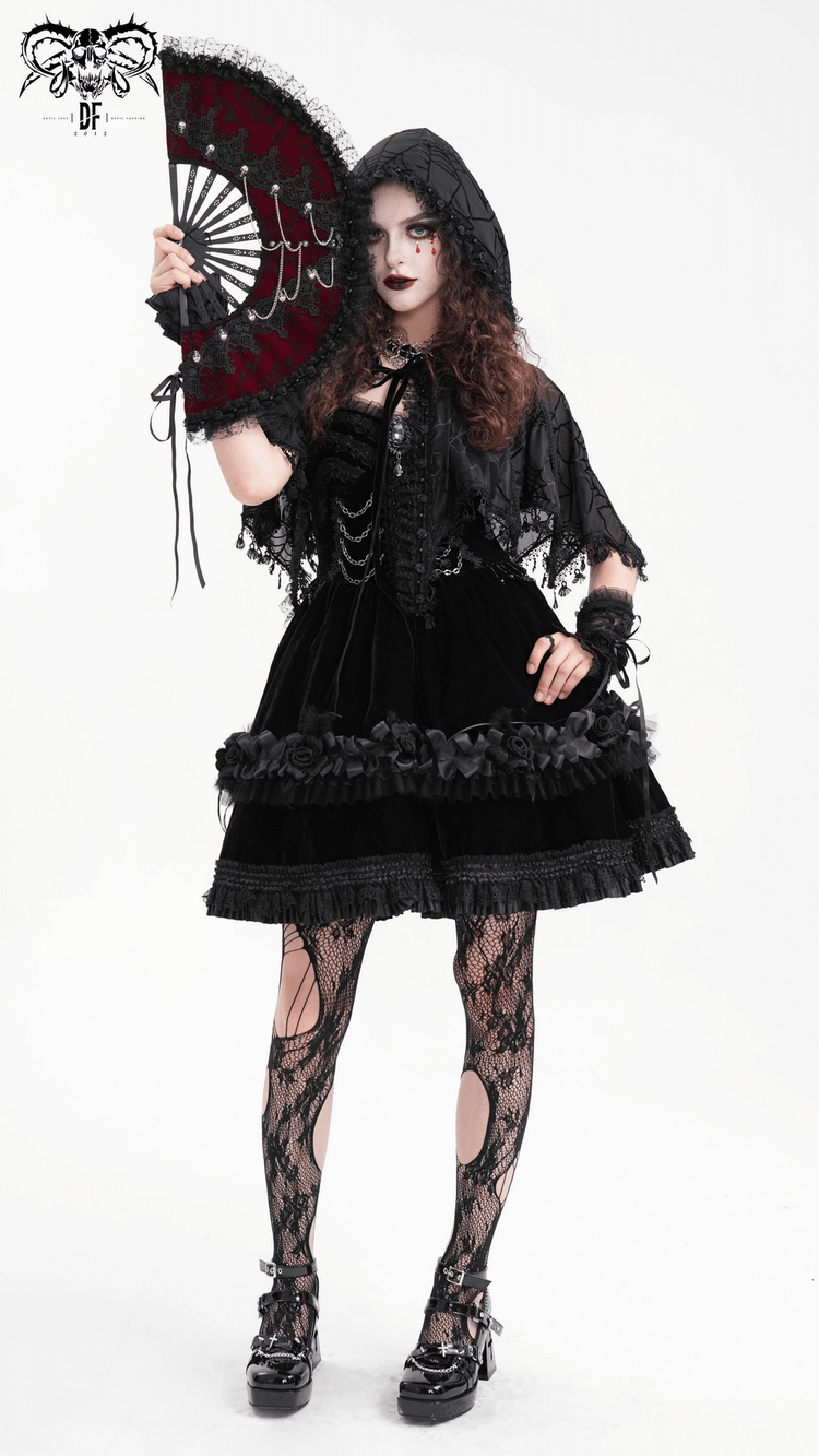 Elegant Black Lace Evening Dress with Beads and Chains - image 16