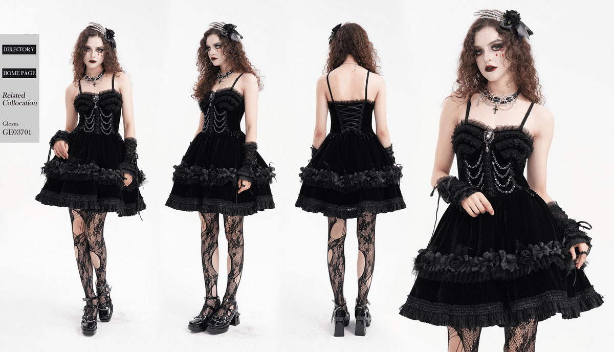 Elegant Black Lace Evening Dress with Beads and Chains - image 17