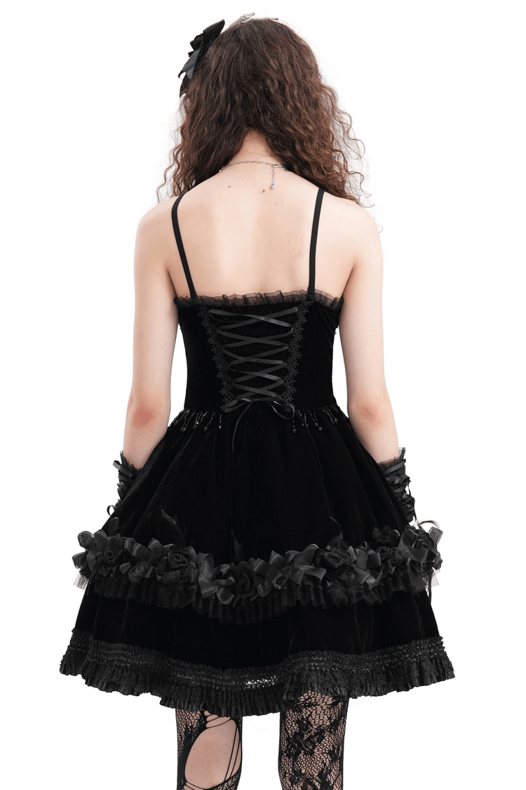 Elegant Black Lace Evening Dress with Beads and Chains - image 2