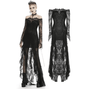 Elegant Black Lace Evening Gown with Gothic Flair - image 3