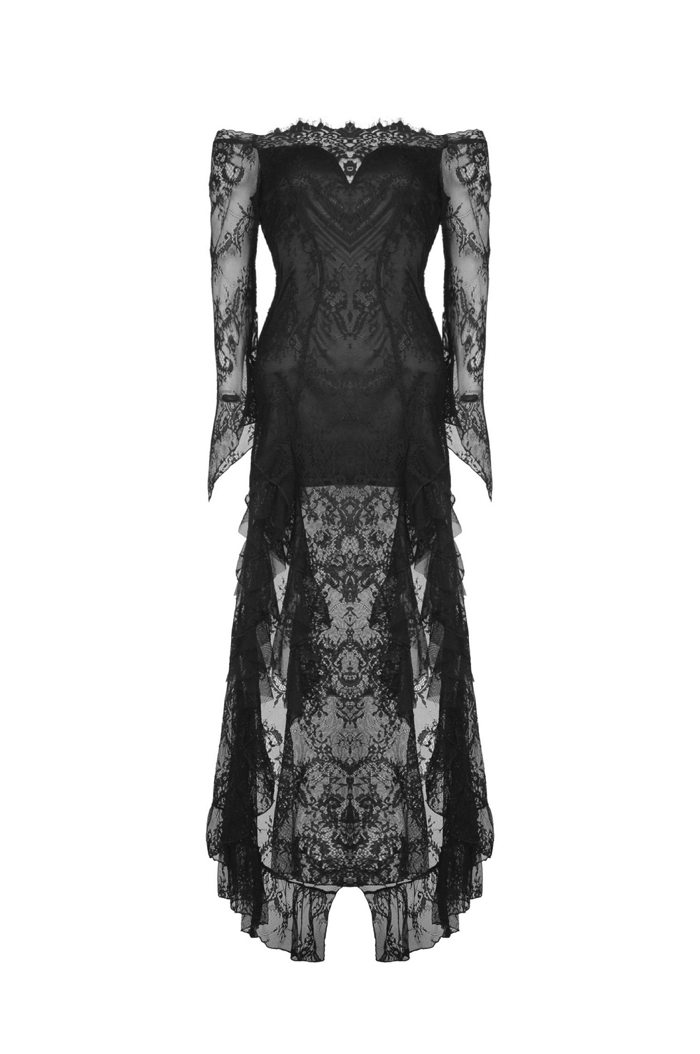 Elegant Black Lace Evening Gown with Gothic Flair - image 4