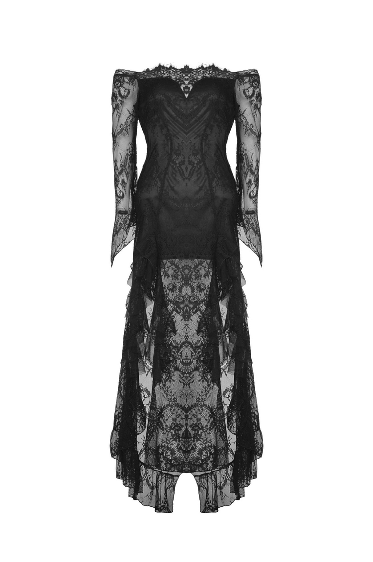 Elegant Black Lace Evening Gown with Gothic Flair - image 4
