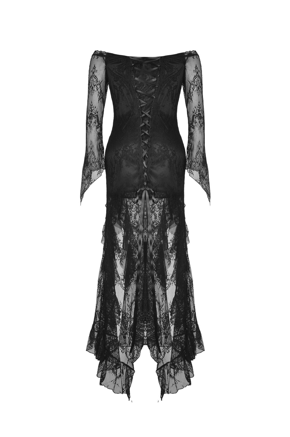 Elegant Black Lace Evening Gown with Gothic Flair - image 5