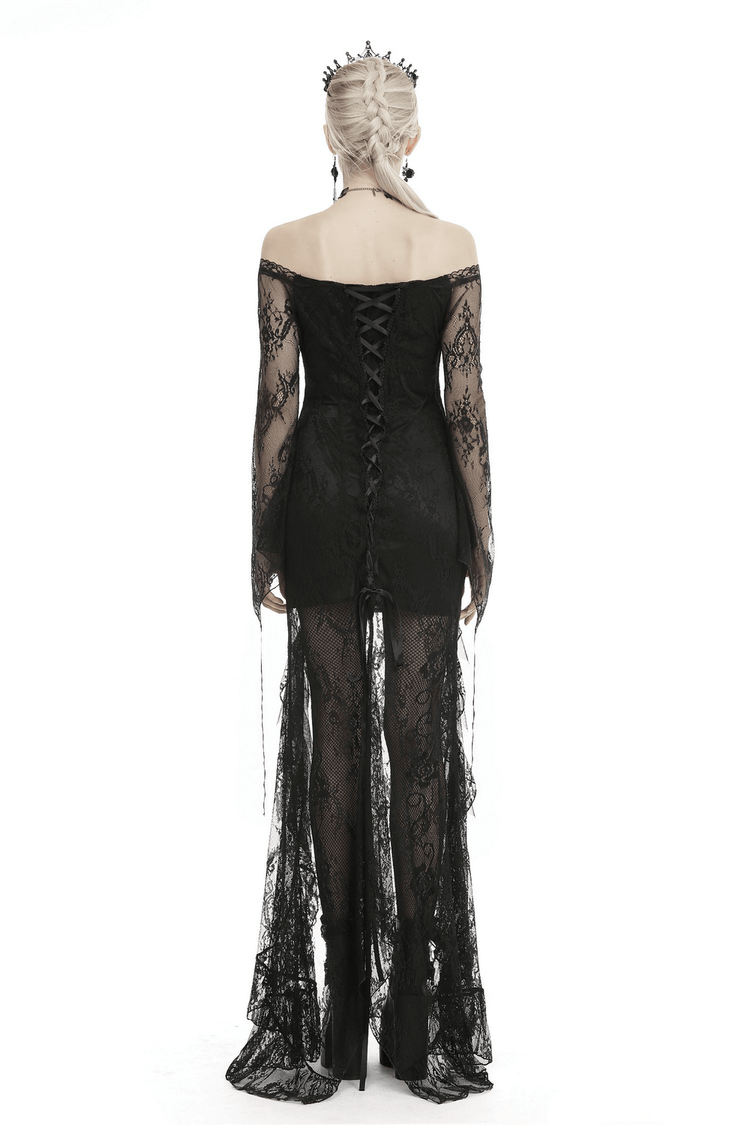 Elegant Black Lace Evening Gown with Gothic Flair - image 2